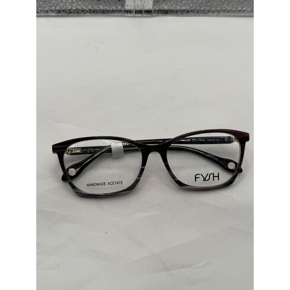 Fysh Handmade Acetate Eyeglasses Frames Purple‎ Black Modern 3714 s402